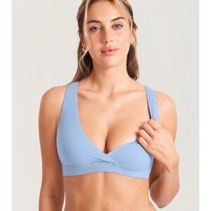 Light Blue Wireless V-Neck Bra